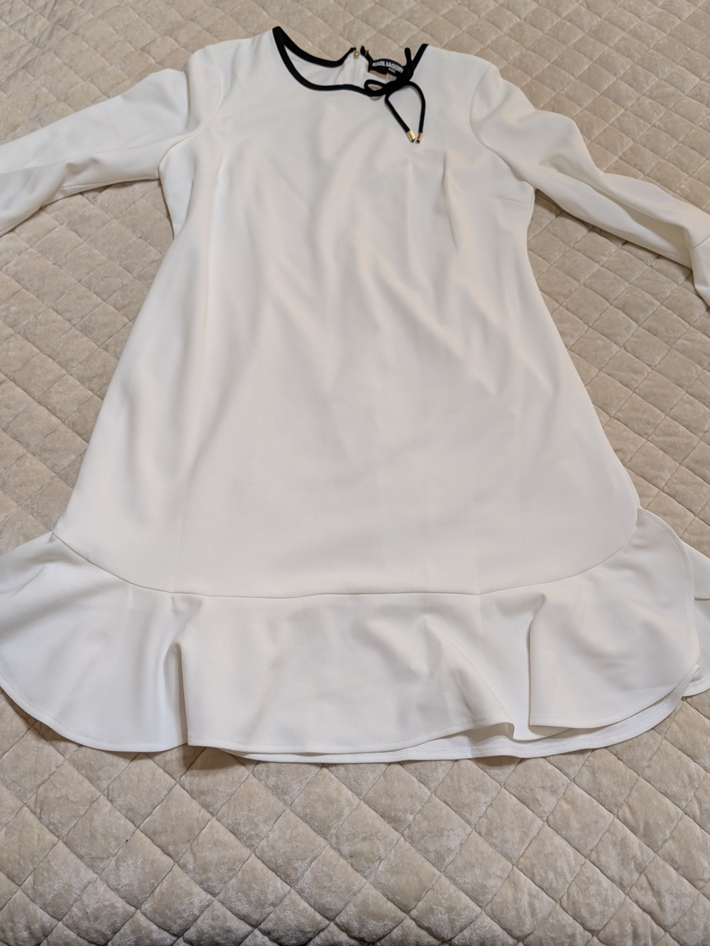 Karl Lagerfeld White Midi Dress with Black Trim